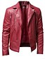 cheap Men’s Furs &amp; Leathers-Men&#039;s Faux Leather Jacket Biker Jacket Winter Regular Pure Color Casual Casual Daily Casual Motorcycle Black Blue Red Brown