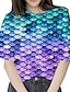 cheap Girl&#039;s 3D T-shirts-Girls&#039; 3D Mermaid T shirt Short Sleeve 3D Print Summer Spring Active Fashion Cute Polyester Kids 3-12 Years Outdoor Daily Regular Fit