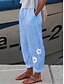 cheap Pants-Women&#039;s Wide Leg Pants Trousers Faux Linen Gray Green White / Black White &amp; Blue Mid Waist Fashion Designer Casual Weekend Side Pockets Print Micro-elastic Ankle-Length Comfort Polka Dot S M L XL 2XL