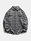 cheap Flannel Shirts-Men&#039;s Flannel Shirt Casual Daily Outdoor Classic Print Check Graphic Patterned Turndown Street Button-Down Print Long Sleeve Tops Fashion Comfortable Black Dark Green Khaki Winter Spring Fall Warm