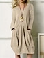 cheap Design Cotton &amp; Linen Dresses-Women&#039;s Cotton Linen Dress Casual Dress Shift Dress Maxi long Dress Linen Cotton Blend Casual Outdoor Winter Dress Daily Round Neck Ruched Patchwork Long Sleeve Spring Fall Winter 2023 Regular Fit