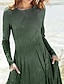 Χαμηλού Κόστους Print Φορέματα-Γυναικεία Καθημερινό φόρεμα Διαβάθμιση χρώματος Τσέπη Στάμπα Στρογγυλή Λαιμόκοψη Μίντι φόρεμα Καθημερινό Καθημερινά Μακρυμάνικο Φθινόπωρο Χειμώνας