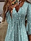 abordables Vestidos estampados-Mujer Vestido informal Mini vestido Azul claro Manga 3/4 A Lunares Estampado Verano Primavera Escote en Pico Moda 2023 S M L XL XXL 3XL
