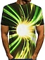baratos Geométrico-Homens Camiseta Camisetas Gráfico 3D impressão Decote Redondo Verde / Preto Verde Claro Rosa Vermelho Roxo Impressão 3D Diário Manga Curta Imprimir Roupa Exagerado Básico