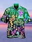 abordables Camisas de talla grande para hombre-Hombre Camisa camisa hawaiana Camisa de campamento Fluorescente Cuello Vuelto Amarillo Rojo Púrpula Claro Morado Verde Trébol Impresión 3D Calle Casual Manga Corta 3D Ropa Moda Hawaiano Design Casual