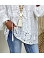 cheap Basic Women&#039;s Tops-Women&#039;s Plus Size Lace Shirt Blouse Floral Lace Daily Vacation Going out Elegant Streetwear Casual Long Sleeve V Neck White Spring Fall
