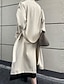 cheap Women&#039;s Coats &amp; Trench Coats-Women&#039;s Trench Coat Long Coat Double Breasted Lapel Winter Coat Thermal Warm Windproof Overcoat with Pockets Fachion Classic