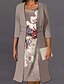 cheap Dress Sets-Women&#039;s Dress Set Two Piece Dress Midi Dress Gray 3/4 Length Sleeve Floral Layered Print Fall Winter U Neck Modern Mature 2022 S M L XL XXL 3XL