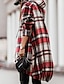 cheap Women&#039;s Coats &amp; Trench Coats-Women&#039;s Winter Coat Warm Breathable Outdoor Christmas Street Holiday Zipper Pocket Zipper Hoodie Active Fashion Street Style Plaid Regular Fit Outerwear Long Sleeve Fall Winter Black And White Black