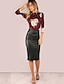 cheap Midi Skirts-Women&#039;s Pencil Work Skirts Midi Leather Black Red Blue Brown Skirts Fashion Office / Career Casual Daily S M L