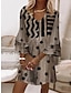 abordables Robes à motifs-Mini robe Femme Robe Droite Manches 3/4 Eté Printemps - mode Moderne Imprimer Pois Rayé Col V 2023 Bleu Marron S M L XL 2XL 3XL