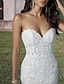 cheap Wedding Dresses-Engagement Formal Wedding Dresses Two Piece Sweetheart Strapless Court Train Lace Bridal Gowns With Sequin Appliques 2024