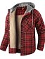 cheap Flannel Shirts-Men&#039;s Flannel Shirt Jacket Long Sleeve Plaid Hooded Green Blue Khaki Red Coffee Print Street Daily Button-Down Clothing Apparel Fashion Casual Comfortable