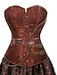 cheap Corsets-Corset Women&#039;s Corsets Prom Party &amp; Evening Club Brown Spandex Gothic Overbust Corset Corset Set Hook &amp; Eye Backless Tummy Control Pure Color Fall Winter