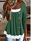 cheap Women&#039;s Blouses &amp; Shirts-Women&#039;s Blouse Shirt Tunic Green Black Blue Color Block Button Flowing tunic Long Sleeve Casual Square Neck Regular S