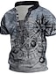 preiswerte Henley-T-Shirt für Herren-Herren Grafik Shirt Maschine Vintage Sport Mode 3D Druck Tee Henley Outdoor Casual Täglich Hellgrün Rot Blau Karte Braun Unanswerable Baumwolle Reisen