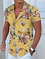 cheap Hawaiian Shirts-Men&#039;s Summer Hawaiian Shirt Shirt Print Floral Graphic Patterned Hawaiian Aloha Design Turndown Street Casual Button-Down Short Sleeve Tops Designer Casual Fashion Breathable Light Yellow Light Pink