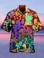 olcso Nagy méretű férfi ingek-Férfi Ing Hawaii ing Tábori póló Fluoreszkáló Térfogatcsökkenés Sárga Rubin Világos bíbor Bíbor Lóhere 3D nyomtatás Utca Hétköznapi Rövid ujjú 3D Ruházat Divat Hawaii Dizájn Alkalmi