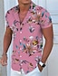 cheap Hawaiian Shirts-Men&#039;s Summer Hawaiian Shirt Shirt Print Floral Graphic Patterned Hawaiian Aloha Design Turndown Street Casual Button-Down Short Sleeve Tops Designer Casual Fashion Breathable Light Yellow Light Pink