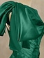 preiswerte Abendkleider-A-Linien-Abendkleid im Promi-Stil, formelles Kleid in Rot und Grün, Hofschleppe, ärmellos, One-Shoulder-Satin mit gerüschtem Schlitz, 2024