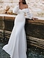 cheap Wedding Dresses-Reception Simple Wedding Dresses Mermaid / Trumpet Off Shoulder Long Sleeve Sweep / Brush Train Satin Bridal Gowns With Ruched 2024
