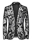 olcso Blézer és kabát-férfi parti csillogó blézer dzseki virágos gótikus kabát disco 70-es évek molett normál szabott szabású nyomtatás egysoros egygombos fekete arany piros 2024