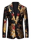billige Blazer og jakke-moteblazer for menn pluss størrelse normal standard passform floral enkeltspent enknapps svart 2024