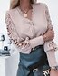 cheap Blouses &amp; Shirts-Women&#039;s Blouse Lace Basic Solid Colored V Neck Spring Standard pale pinkish gray White Black