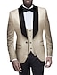 billige Tuxedo dresser-svart hvit rosa herrefest prom smoking 3 deler jacquard ensfarget sjalkrage standard passform enkeltspent enknapps 2024