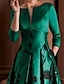 economico Abiti a fantasia-abito midi verde smeraldo da donna abito verde manica 3/4 stampa floreale estate primavera scollo a V moda 2023 3xl