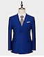 billiga Kostymer-svart blå bröllopsdräkter för män 2 delar enfärgad skräddarsydd passform dubbelknäppt sex-knappar 2024