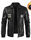 cheap Men’s Furs &amp; Leathers-Men&#039;s Faux Leather Jacket Daily Wear Work Winter Long Coat Regular Fit Warm Casual Casual Daily Jacket Long Sleeve Pure Color With Belt Black