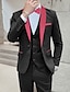 cheap Tuxedo Suits-Dark Grey Burgundy Men&#039;s Prom Suits Wedding Party Ceremony Tuxedos 3 Piece Shawl Collar Solid Color Standard Fit Single Breasted One-button 2024