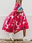 abordables Robes à motifs-Femme Floral Ruché Patchwork Col Rond Robe mi-longue Bohème du quotidien Manches 3/4 Eté Printemps