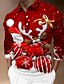 cheap Graphic Polo-Men&#039;s Collar Polo Shirt Golf Shirt Santa Claus Elk Snowflake Turndown Red 3D Print Christmas Street Short Sleeves Zipper Print Clothing Apparel Fashion Designer Casual Breathable / Summer / Spring