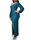 cheap Party Dresses-Women‘s Formal Party Dress Bodycon Sheath Dress Long Dress Maxi Dress Green Black Blue Long Sleeve Pure Color Backless Winter Fall Autumn One Shoulder Fashion Winter Dress Evening Party 2023 S M L