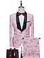 Недорогие Смокинг -костюмы-Черные розовые мужские свадебные торжественные вечерние смокинги на День святого Валентина из 2 предметов с графическим воротником-шалькой стандартного кроя, однобортные, на одной пуговице, 2024