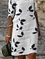 Χαμηλού Κόστους Print Φορέματα-Γυναικεία Καθημερινό φόρεμα Φόρεμα ριχτό Μίντι φόρεμα Λευκό Μισό μανίκι Φύλλο Στάμπα Άνοιξη Φθινόπωρο Λαιμόκοψη V Βασικό Χαλαρή Εφαρμογή 2023 Τ M L XL XXL