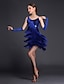 cheap Latin Dancewear-Latin Dance Dress Sequin Fringed Tassel Tier Women‘s Performance Party Dress Sleeveless Short Sleeves High Polyester Lycra