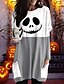 preiswerte T-Shirts für Damen-Damen Tunika Schwarz Weiß Wein Plaid Farbblock Tasche Bedruckt Langarm Halloween Wochenende Rundhalsausschnitt Lang Abstrakt Farbe S