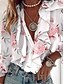 cheap Women&#039;s Blouses &amp; Shirts-Women&#039;s Blouse Shirt Blue Pink Orange Floral Ruffle Print Long Sleeve Daily Weekend Streetwear Casual V Neck Regular Floral S / 3D Print