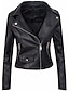 cheap Women&#039;s Jackets-Women&#039;s Faux Leather Jacket Warm Breathable Outdoor Daily Wear Vacation Going out Pocket Zipper Turndown Active Sports Comfortable Street Style Solid Color Regular Fit Outerwear Long Sleeve Winter