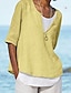 cheap Basic Women&#039;s Tops-Women&#039;s Shirt Blouse Plain Holiday Casual Beach Half Sleeve V Neck Blue