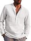 cheap Men&#039;s Casual Shirts-Men&#039;s Shirt Solid Color Pocket Classic Pure Color Long Sleeve Street Regular Fit Tops Cotton Sporty Simple Sportswear Modern Style V Neck Light Blue Wine Casual