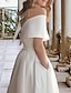 זול שמלות כלה-שמלות כלה קבלה שמלות כלה פשוטות שמלת נשף עם שרוול כובע כתף באורך תה שמלות כלה תחרה עם קפלים אפליקציות מסיבת חתונת קיץ 2024