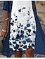 halpa Tulostusmekkot-naisten mekkosetti kaksiosainen mekko linjamekko midi-mekko sininen puolihihainen kukkaprintti kesä kevät v kaula rento 2023 s m l xl xxl 3xl