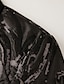 baratos Tuxedo Suits-Smoking masculino preto para festa de baile, 2 peças, lantejoulas, estampa floral, gola xale, ajuste padrão, peito único, um botão, 2024