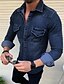 cheap Denim Tops-Men&#039;s Demin Shirt Solid Color Turndown Blue Royal Blue Light Blue Gray Black Street Daily Long Sleeve Button-Down Clothing Apparel Denim Casual Comfortable Pocket