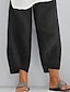 رخيصةأون ملابس تحتية أساسية للنساء-نسائي تشينوز شورت كابري قياس كبير بوليستر جيب فضفاض طول الساق أسود الربيع