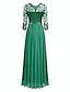 Χαμηλού Κόστους Ρομαντικά Δαντελένια Φορέματα-γυναικείο φόρεμα χορού φόρεμα πάρτι φόρεμα δαντέλα μακρύ φόρεμα μάξι φόρεμα πράσινο μανίκι 3/4 καθαρό χρώμα δαντέλα καλοκαίρι άνοιξη φθινόπωρο πλήρωμα λαιμόκοψη 2023 xxl
